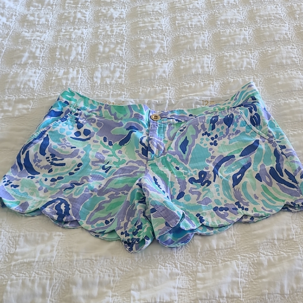 LILLY PULITZER Scalloped BUTTERCUP Shorts in LILAC NICE INK Size 12